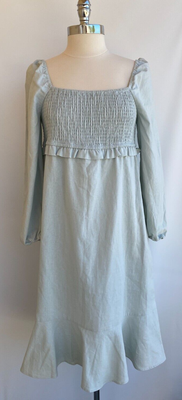 NWT 7 For All Mankind Linen Cotton midi dress L